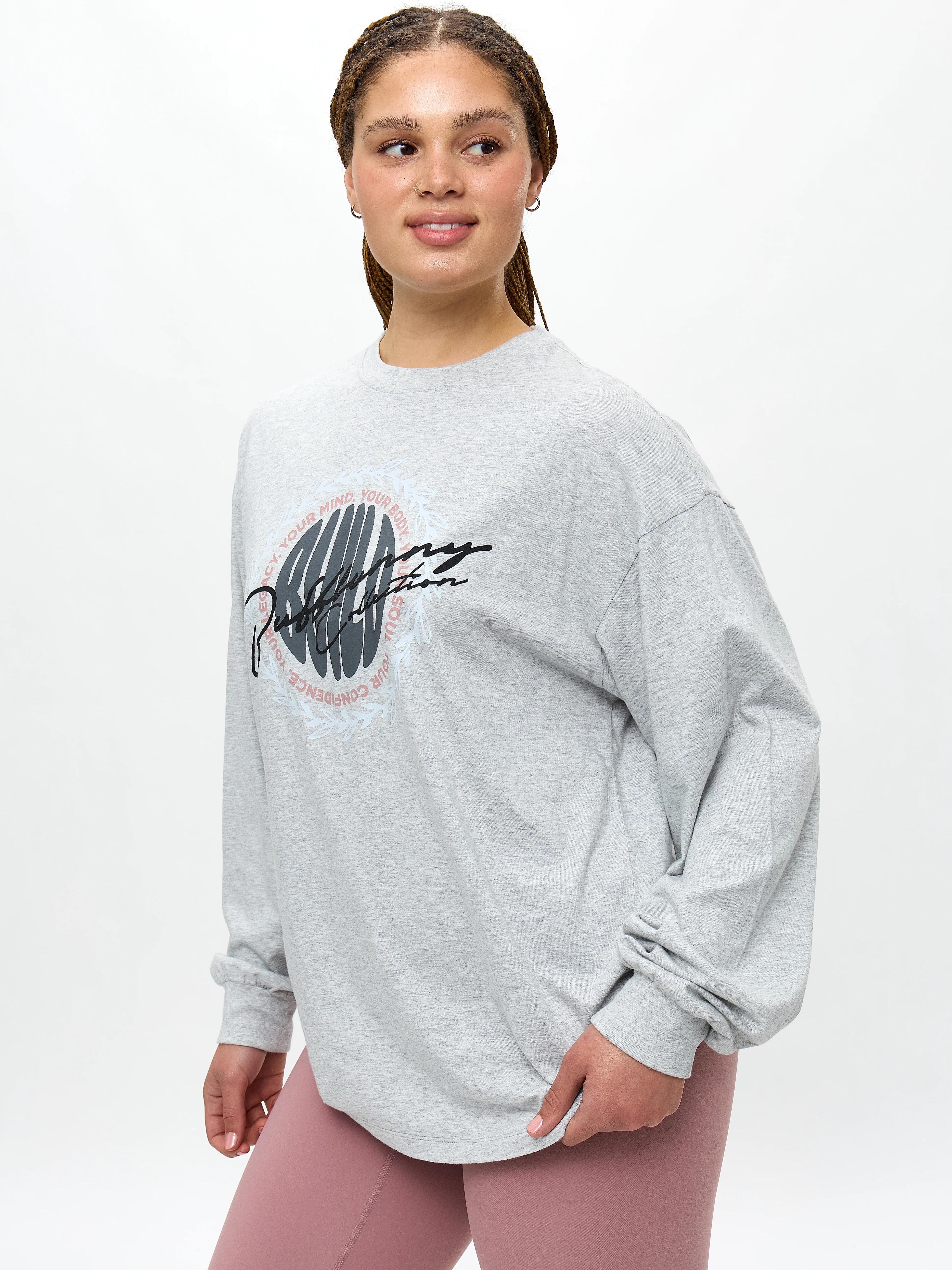 Build Long Sleeve Tee - Heather Grey - Image 3