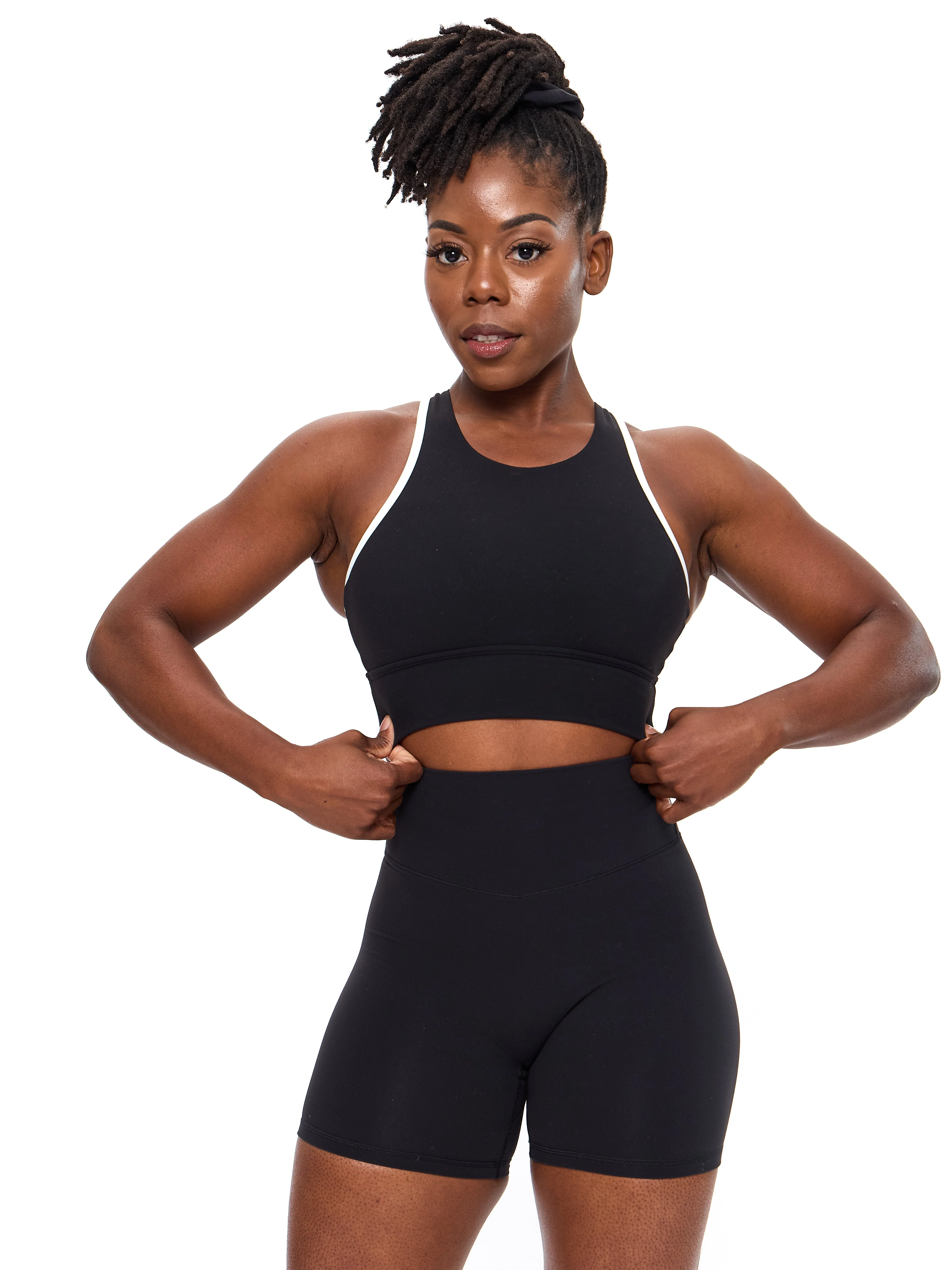 Geo Sports Bra - Onyx Black and White - Image 2