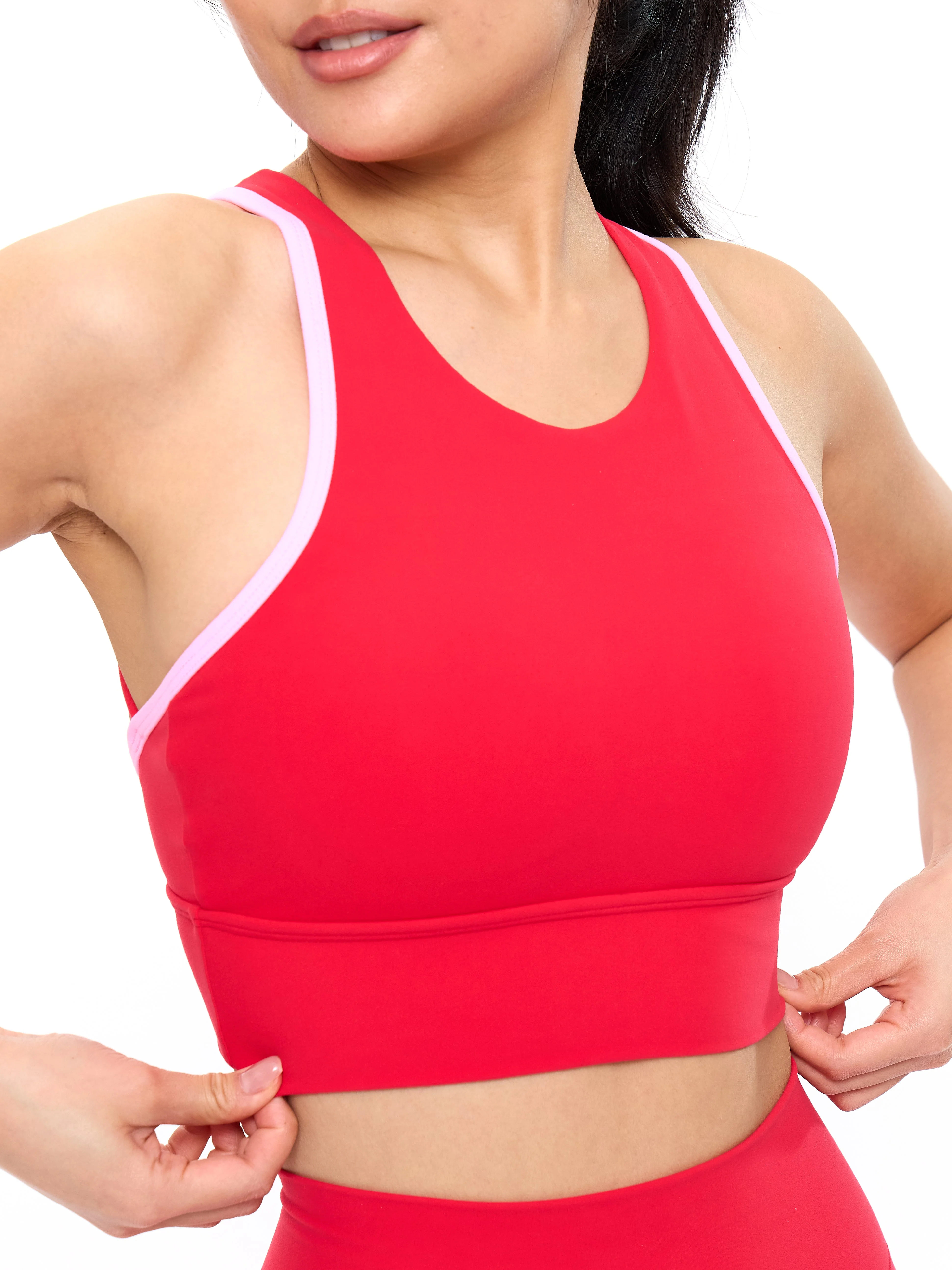 Geo Sports Bra - Salsa Red and Pink - Image 2