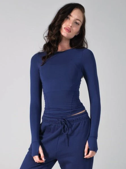 Halo Long Sleeve Hip Tee - Baked Blue