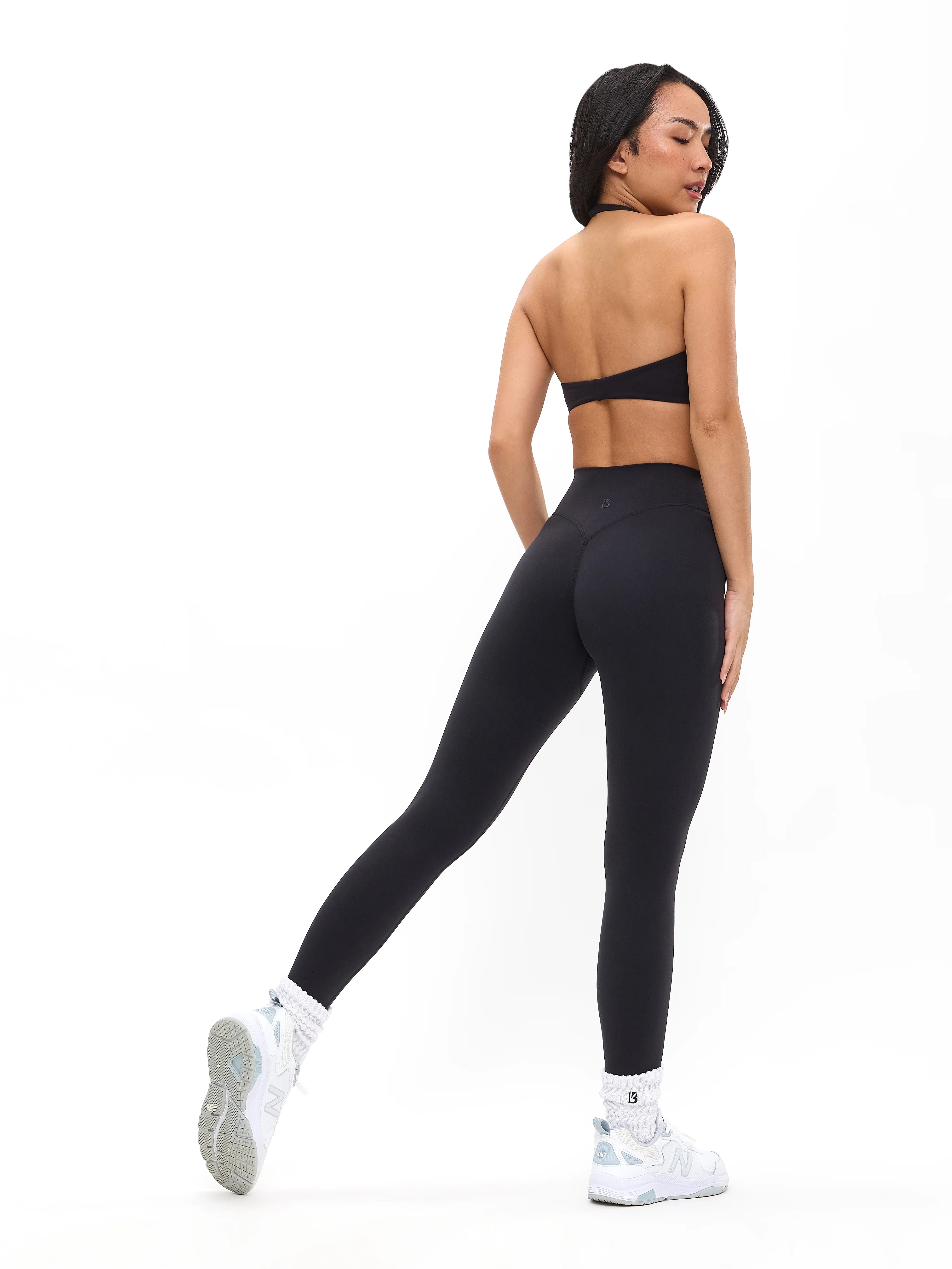 Poshknit Twist Halter Sports Bra - Onyx Black - Image 3
