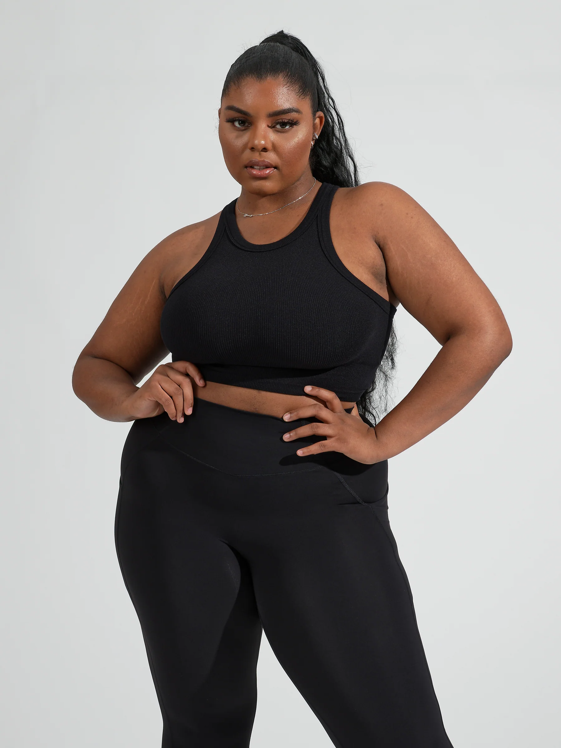 Ribbed Seamless Tank - Onyx Black - Image 2