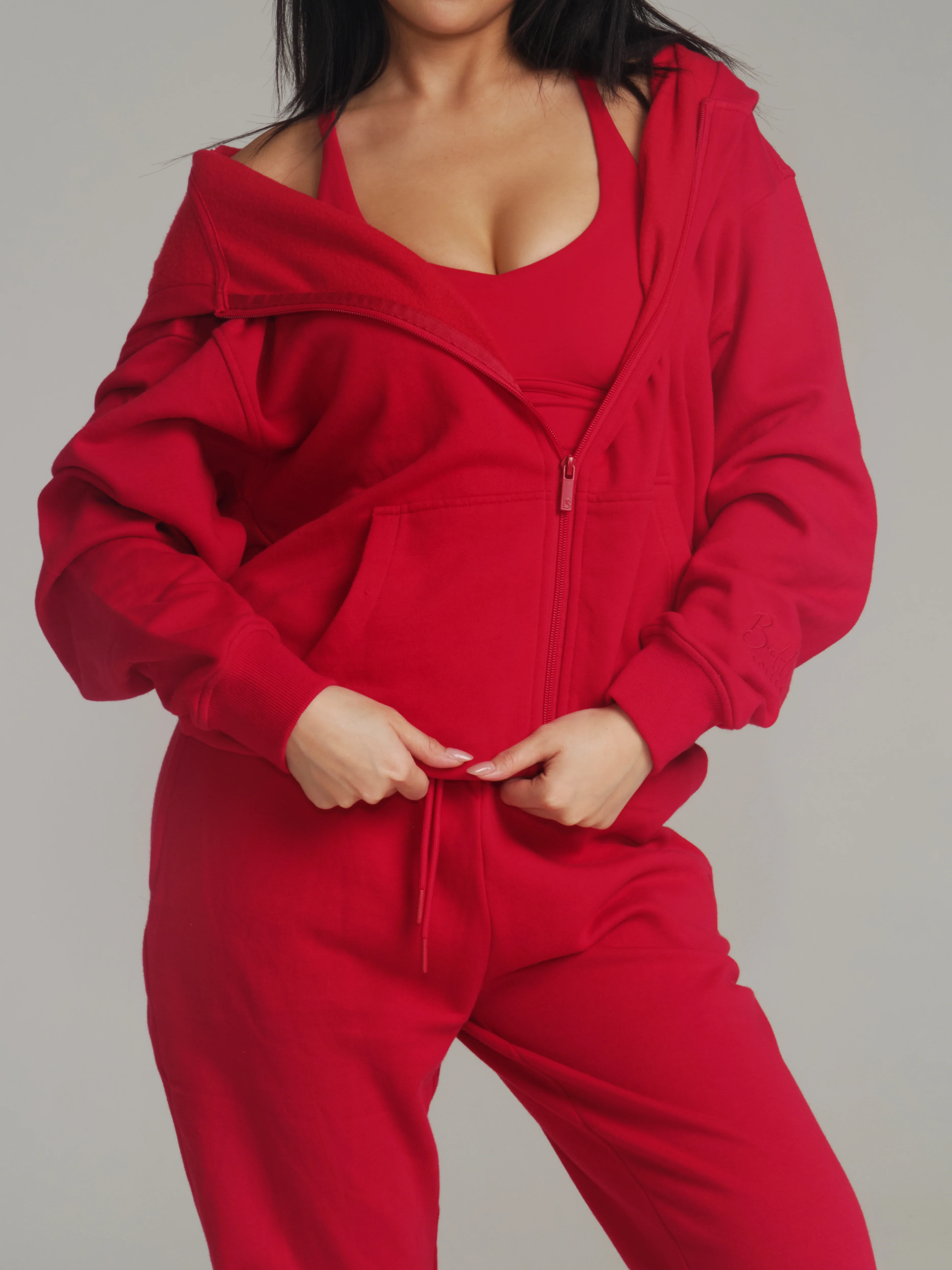 Threads Zip Hoodie - Lipstick Red